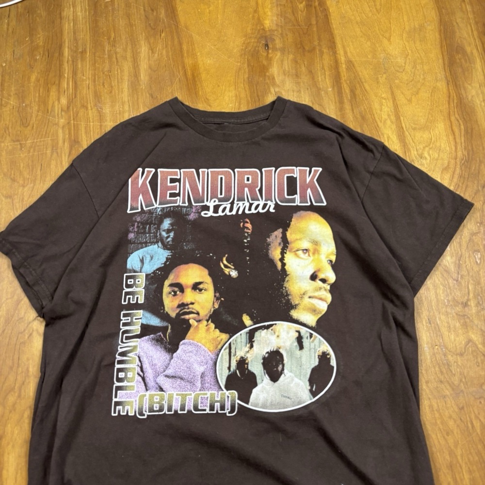 Kendrick Lamar "Be Humble" Graphic Tee Brown  Rap Hip Hop Shirt Streetwear Y2K